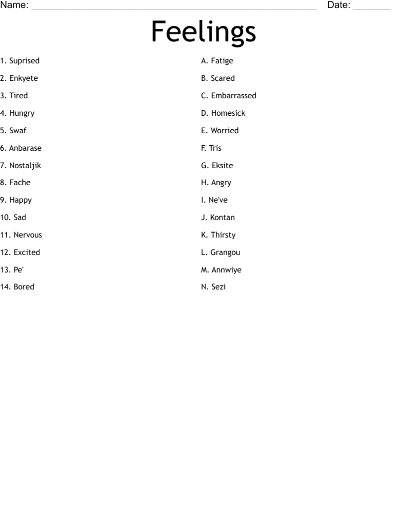 Feelings Worksheet