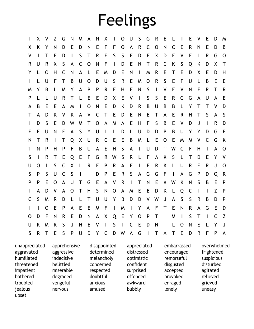 Feelings Word Search