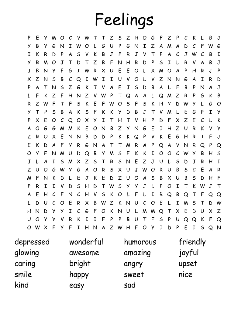 Feelings Word Search
