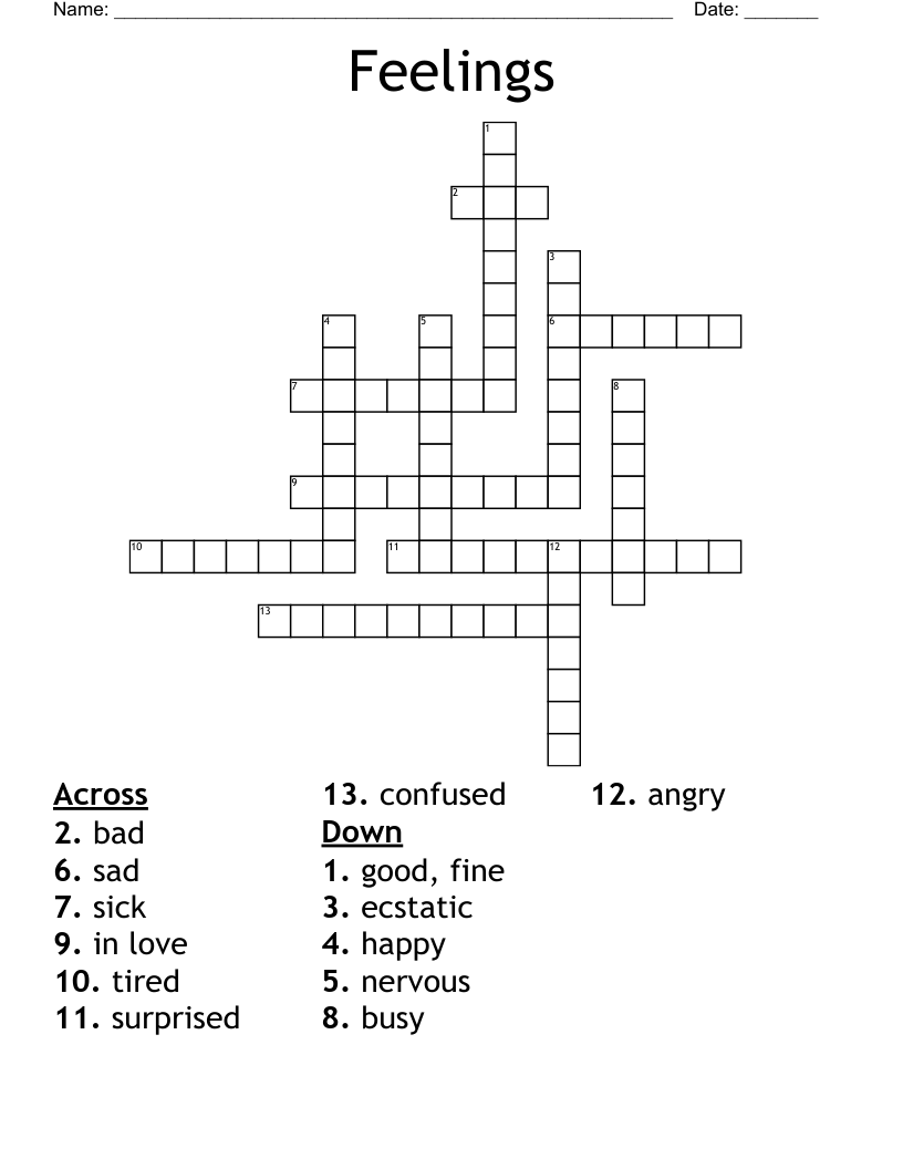 Feelings Crossword