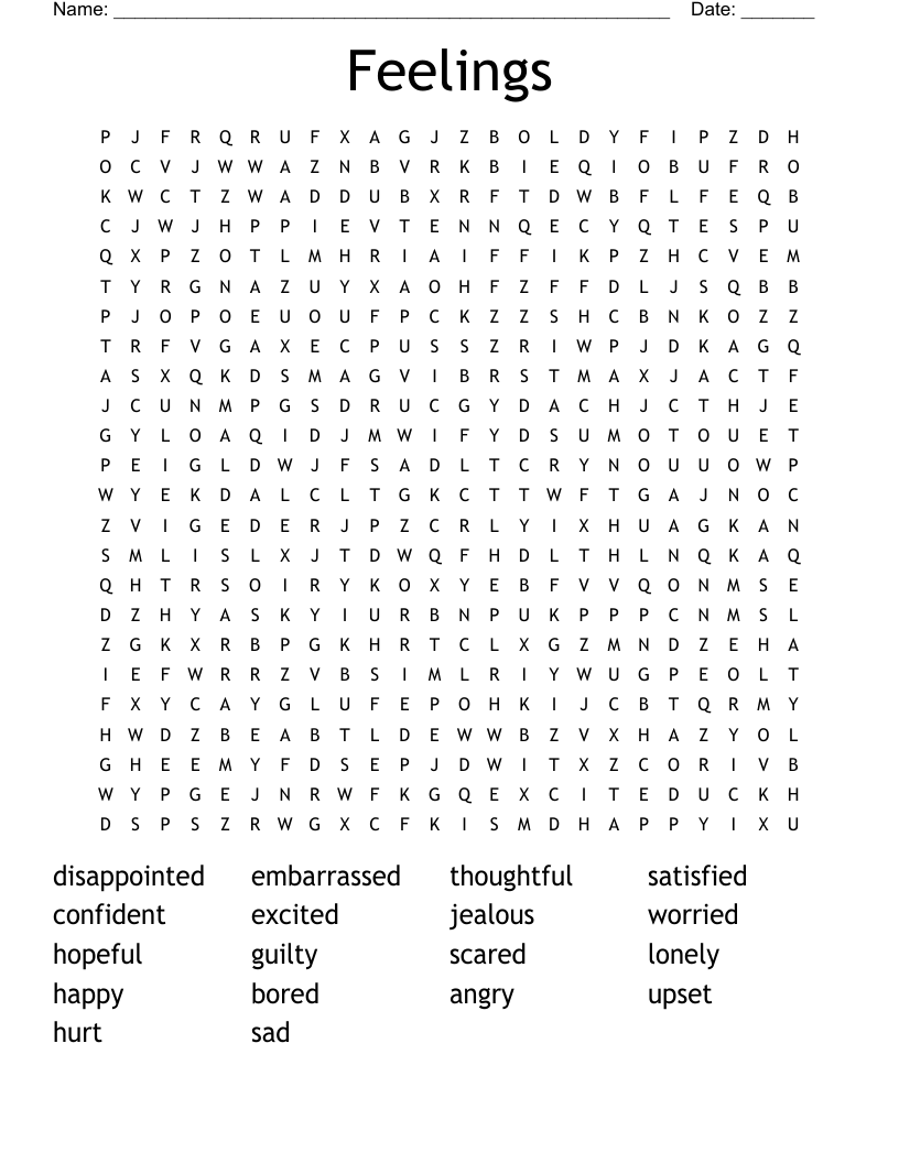 Feelings Word Search
