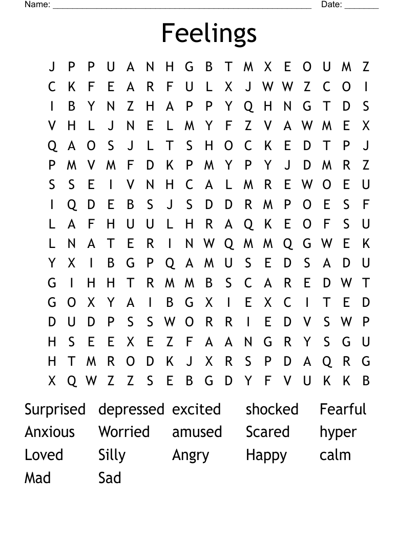 Feelings Word Search