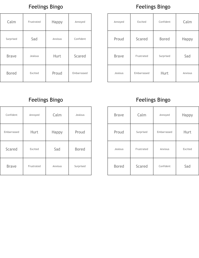 Feelings Bingo