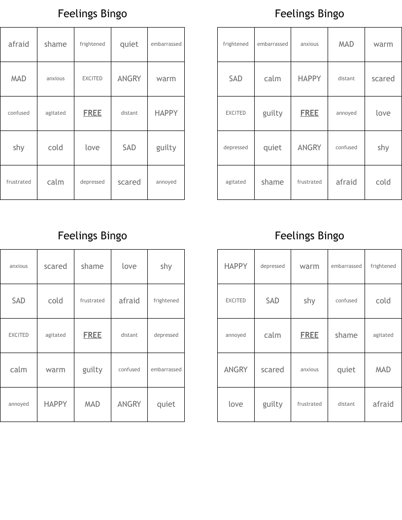 Feelings Bingo