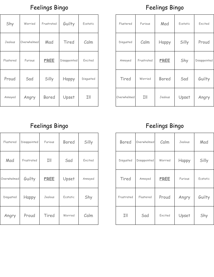 Feelings Bingo
