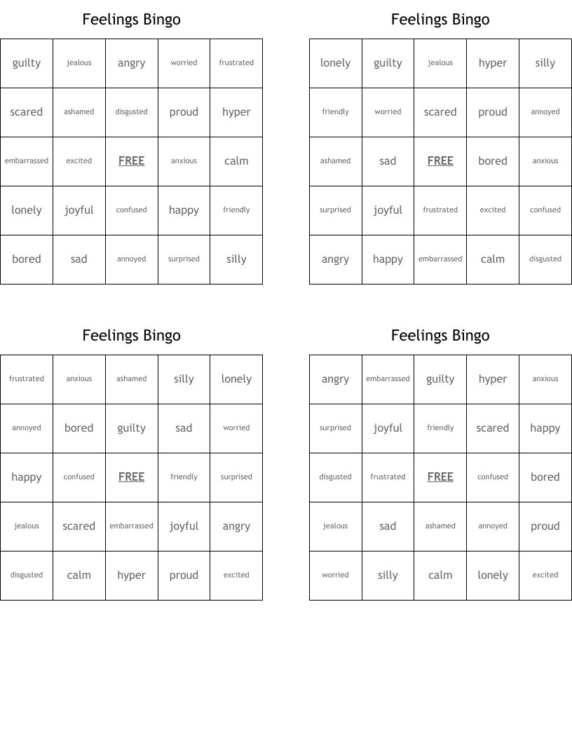 Feelings Bingo