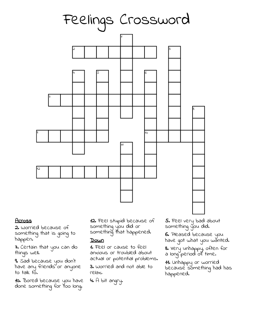 Feelings Crossword