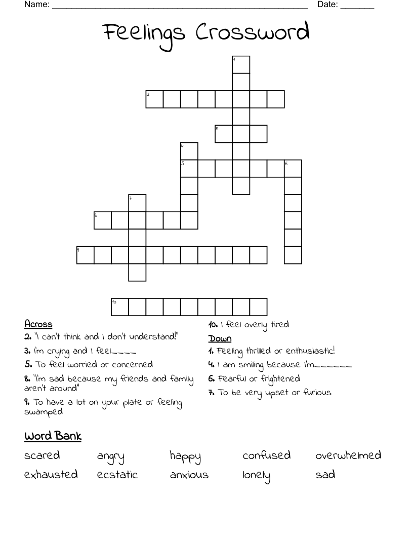 Feelings Crossword