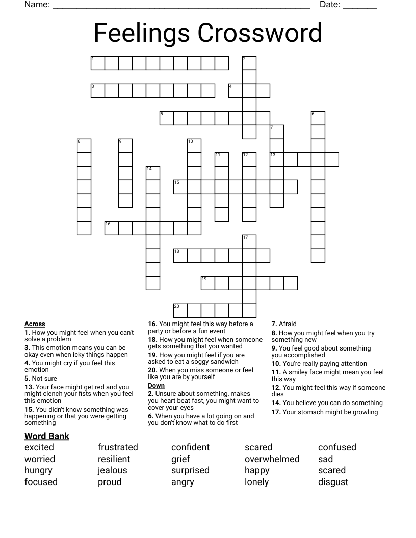 Feelings Crossword