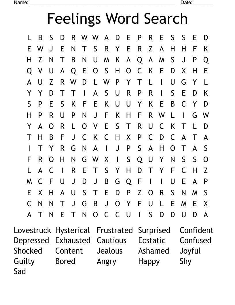 Feelings Word Search
