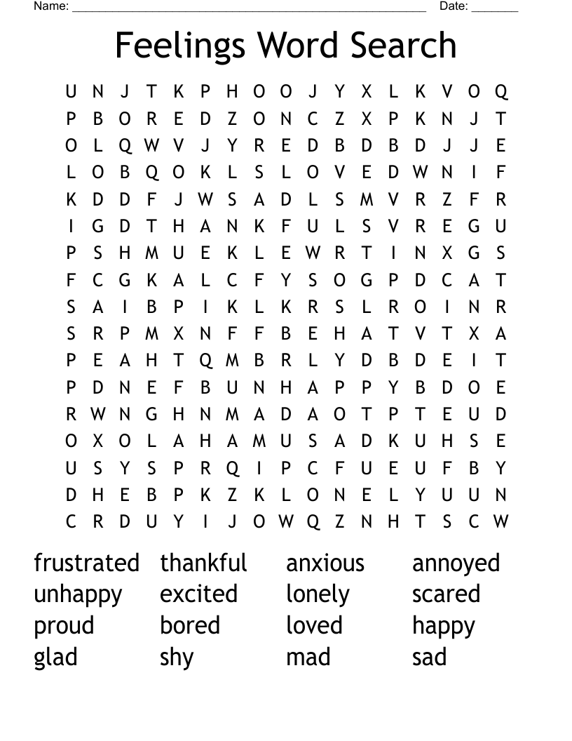 Feelings Word Search