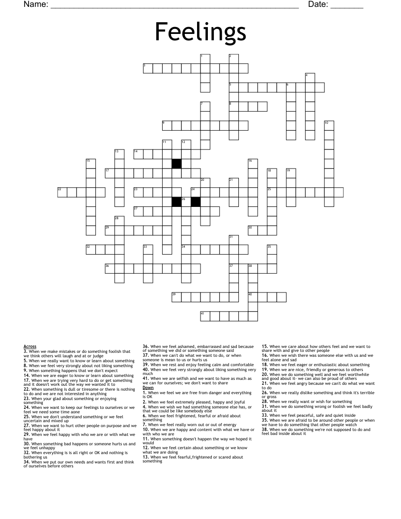 Feelings  Crossword