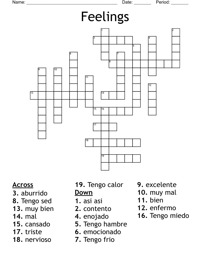 Feelings  Crossword