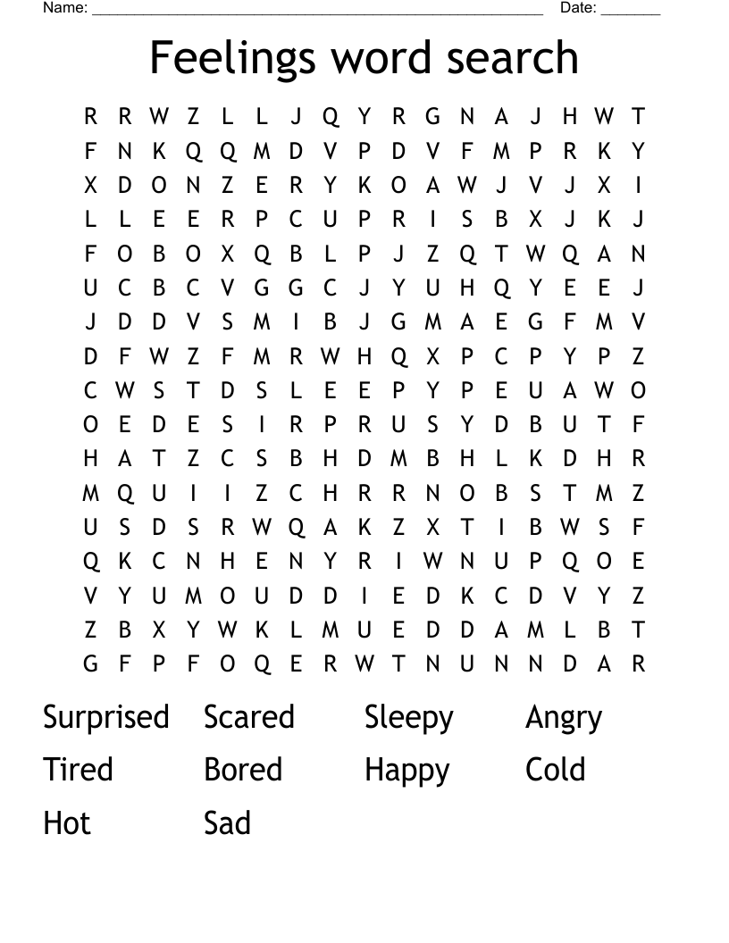 Feelings word search