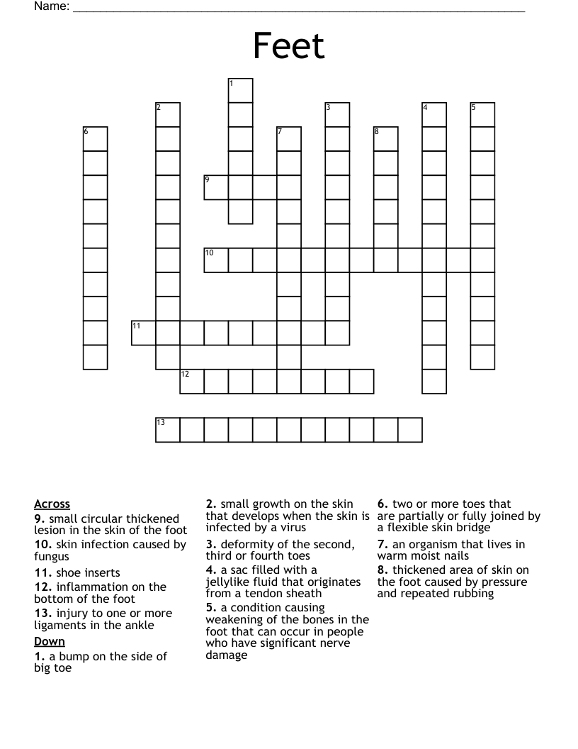 Feet Crossword