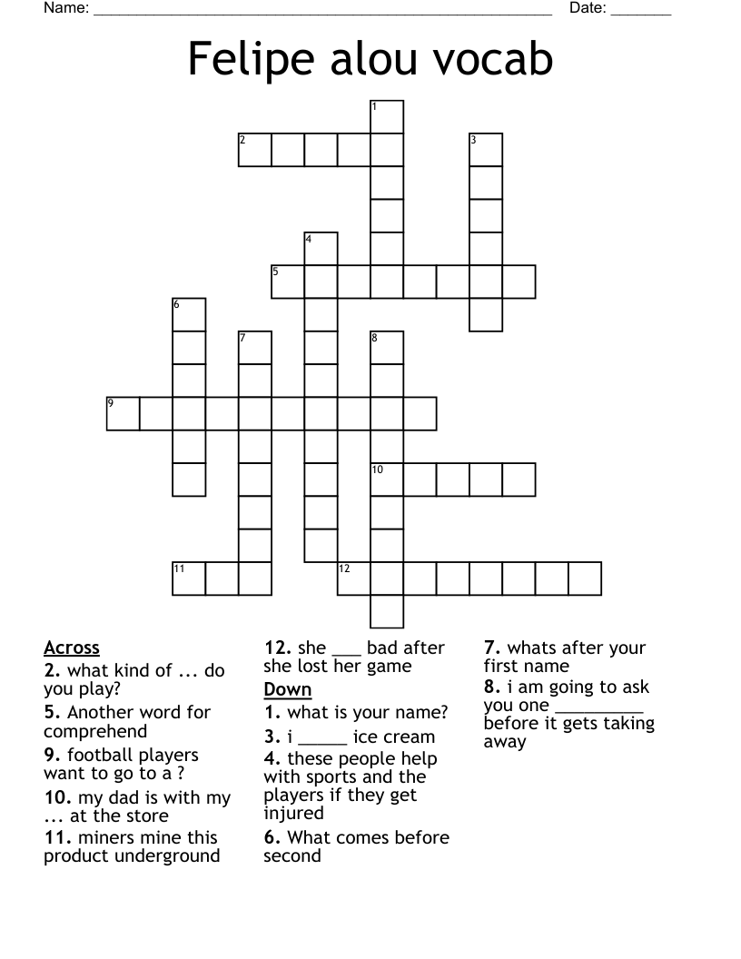 Felipe alou vocab  Crossword