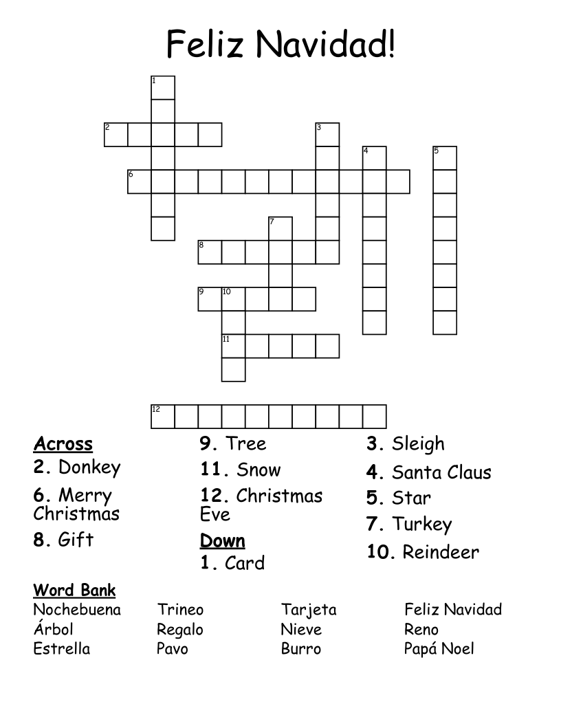 Feliz Navidad! Crossword