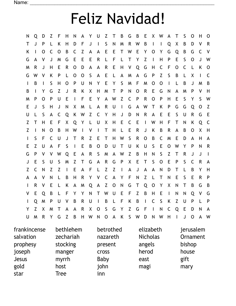 Feliz Navidad! Word Search
