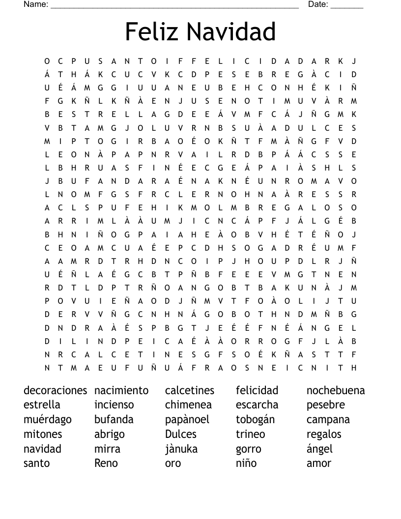 Feliz Navidad Word Search