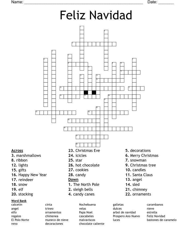Feliz Navidad Crossword