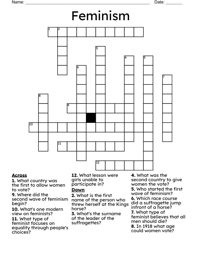 Feminism Crossword