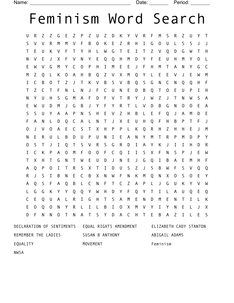 Feminism Word Search