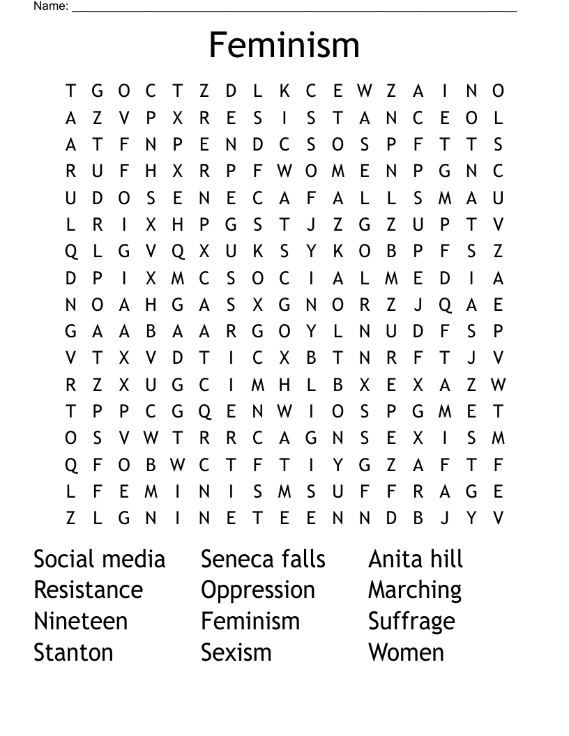 Feminism  Word Search