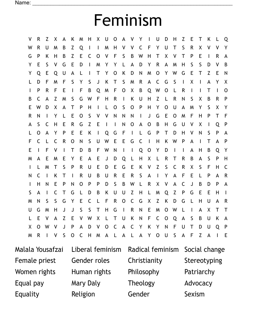 Feminism  Word Search