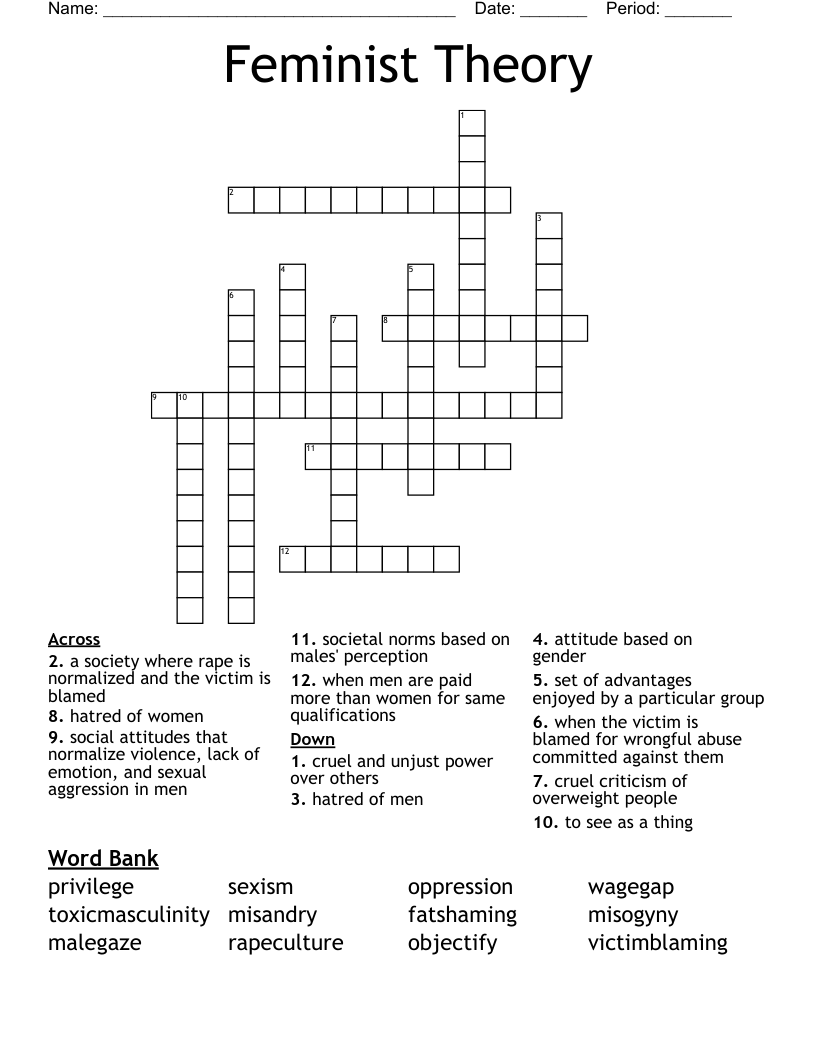 Feminist Theory Crossword
