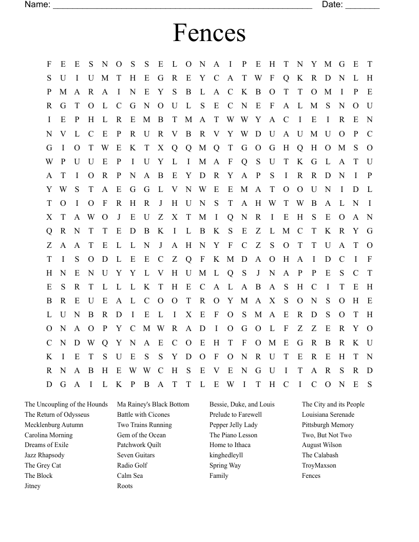 Fences  Word Search