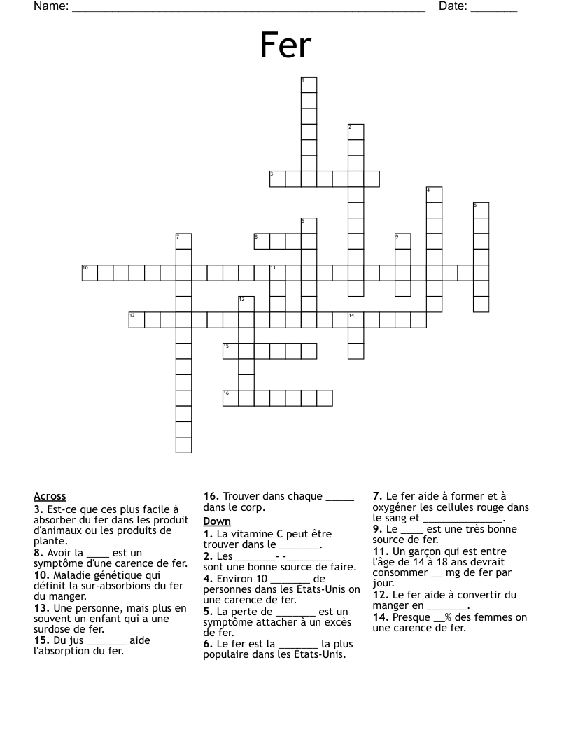 Fer Crossword