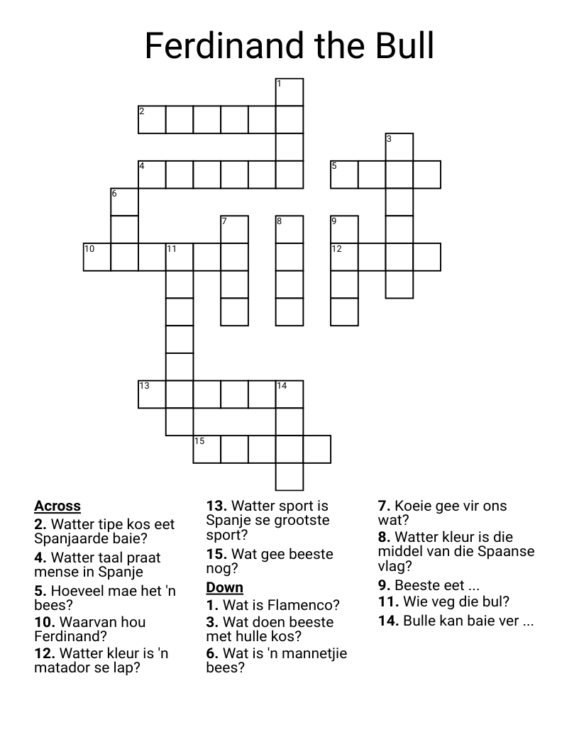 Ferdinand the Bull Crossword