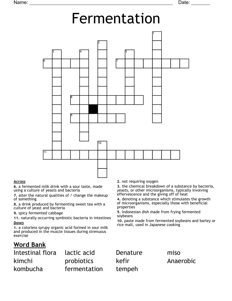 Fermentation Crossword