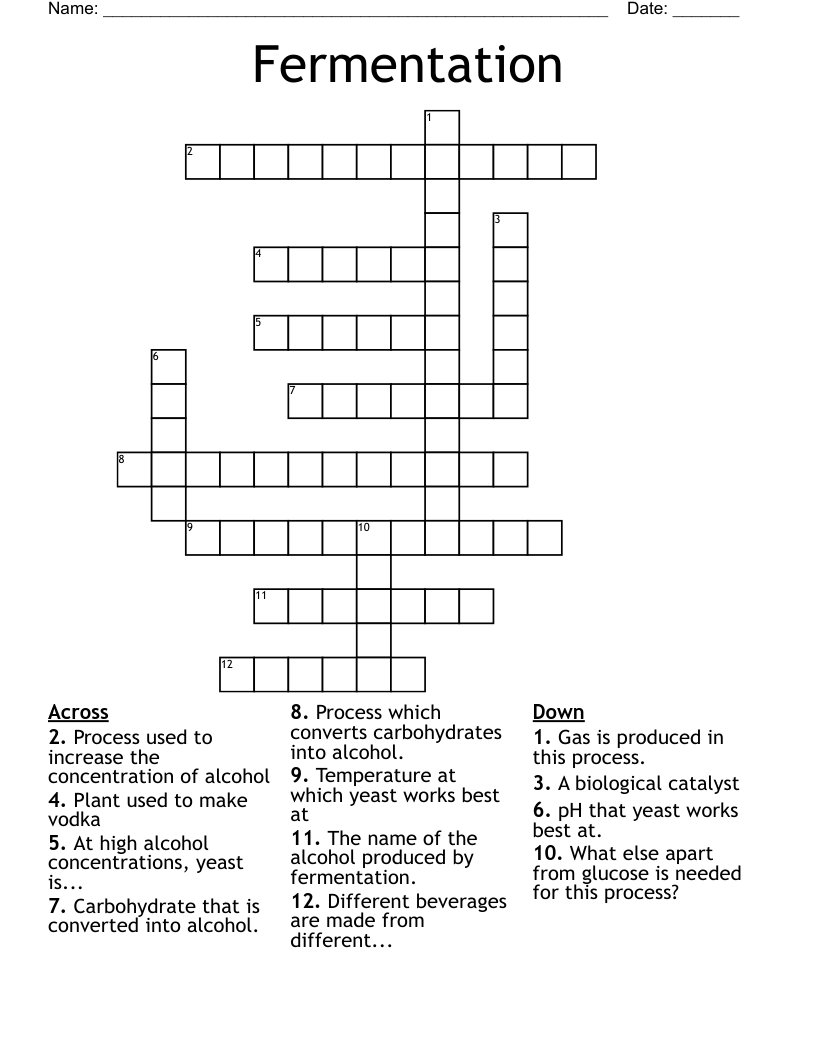 Fermentation Crossword
