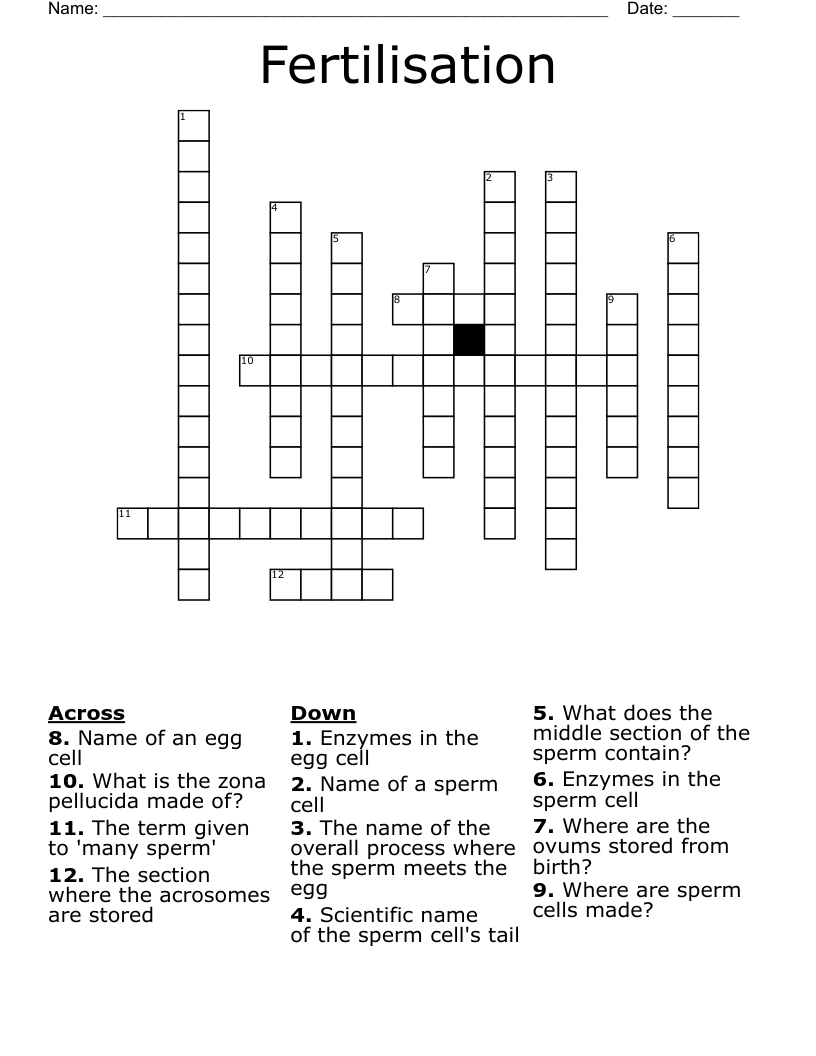 Fertilisation Crossword