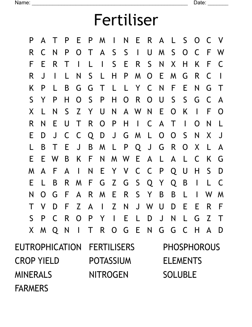 Fertiliser Word Search