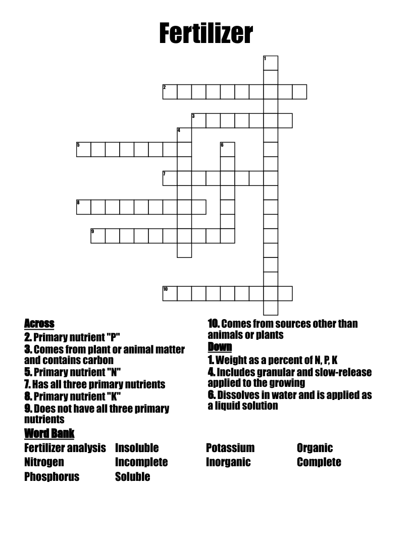 Fertilizer Crossword
