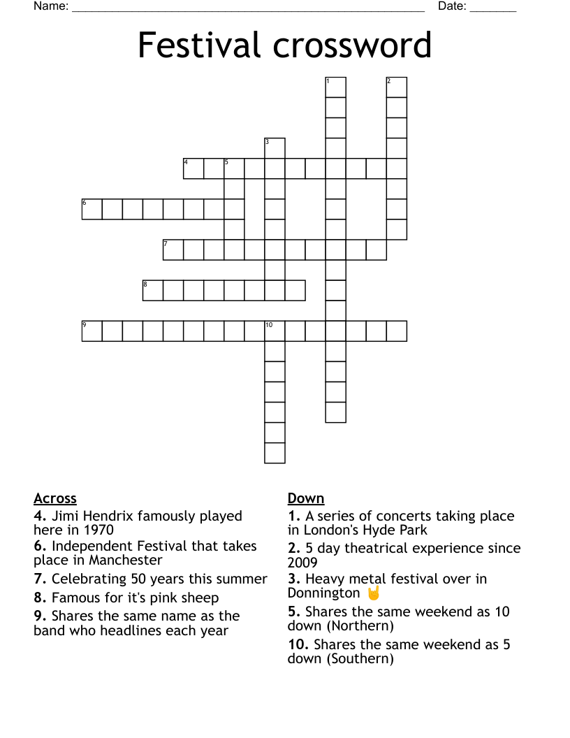 Festival crossword