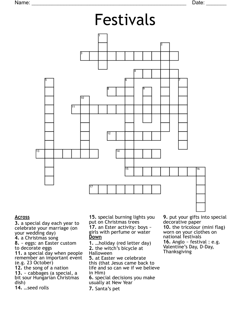 Festivals Crossword