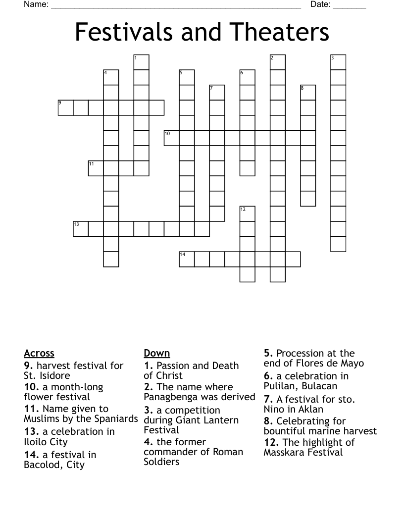 Festivals and Theaters Crossword