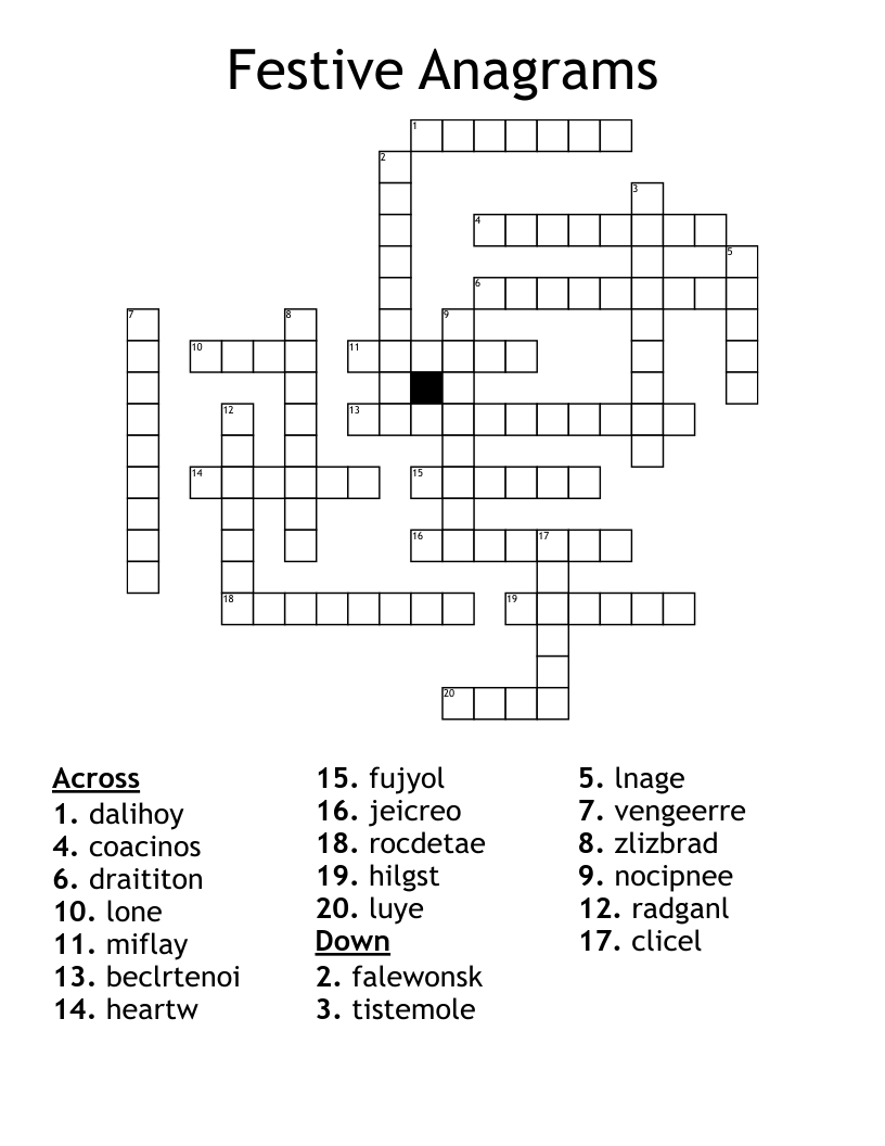 Festive Anagrams Crossword