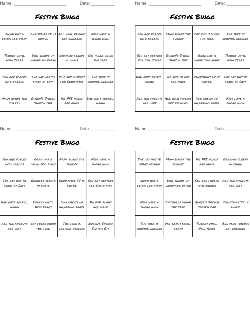 Festive Bingo