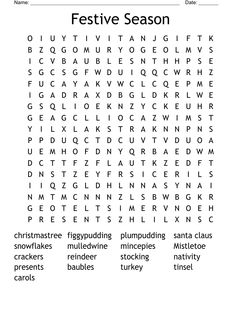 Festive Season Word Search