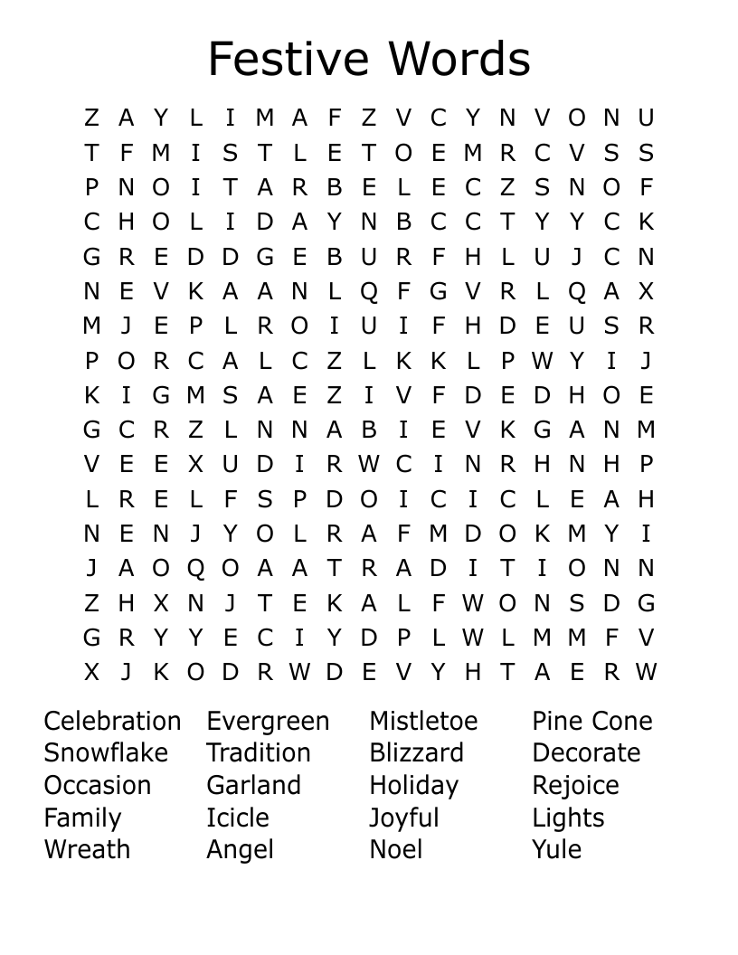 Festive Words Word Search