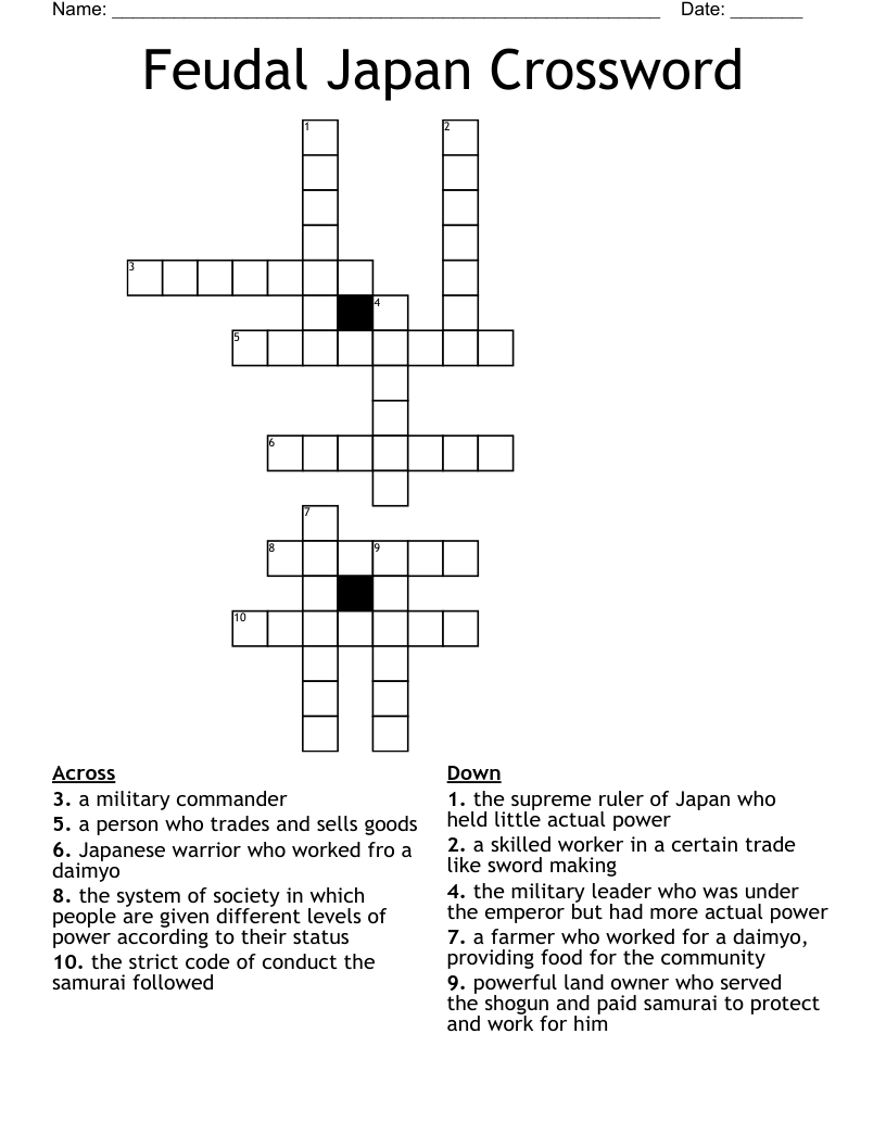 Feudal Japan Crossword