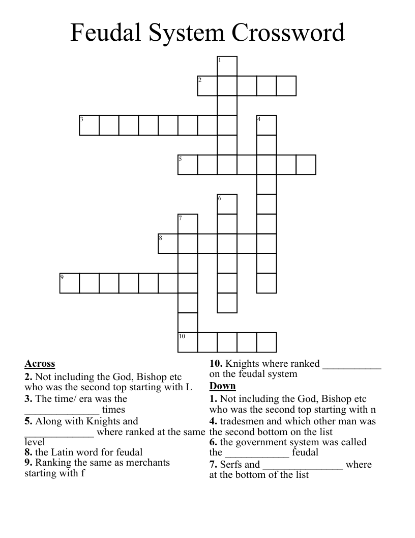 Feudal System Crossword