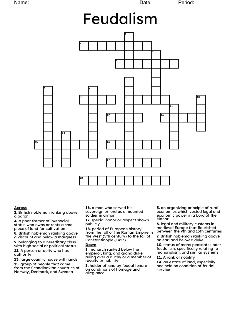 Feudalism Crossword