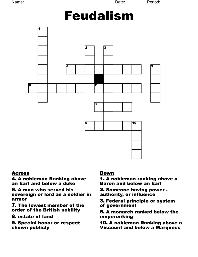 Feudalism Crossword