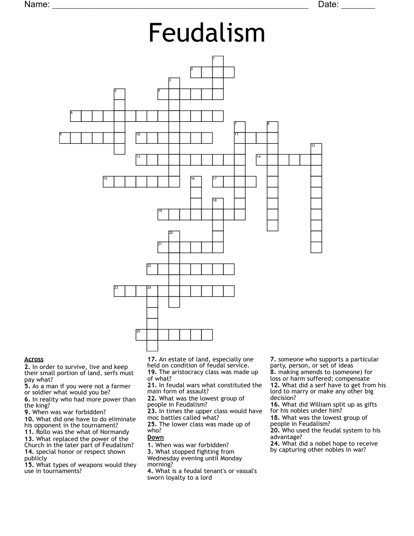 Feudalism Crossword