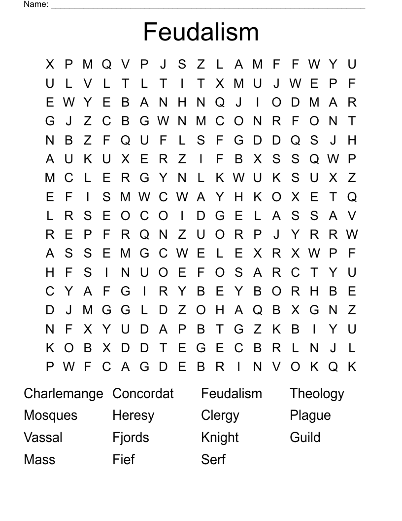 Feudalism  Word Search